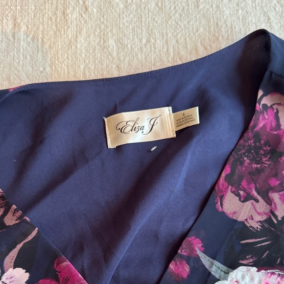 Eliza J Floral Wrap Dress - Black and Pink - Picture 4 of 6